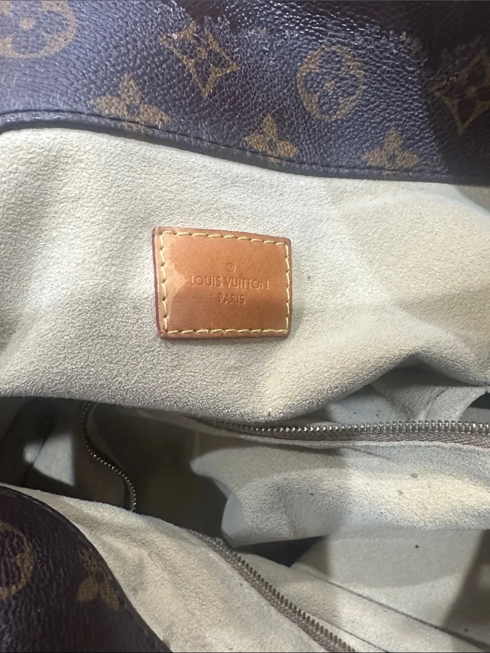 Louis Vuitton Brown Monogram Satchel with Tan Handle